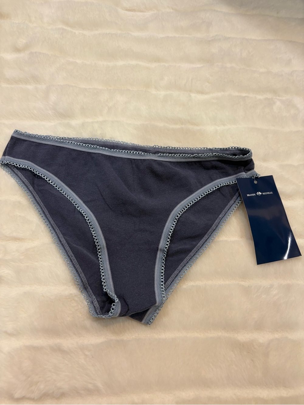 Brandy Melville Navy Cotton underwear with Light Blue Trim